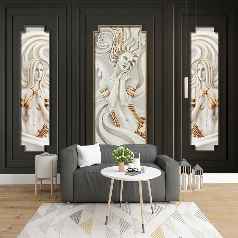 

European Style 3D Stereo Relief Figure Mural Wallpaper Living Room TV Sofa Bedroom Background Wall Decor Fresco Papel De Parede, As pic