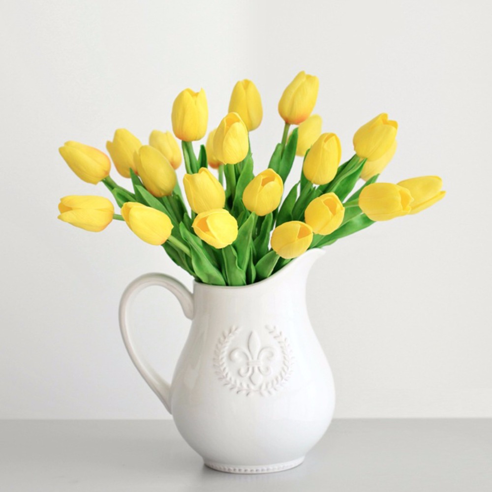 

21pcs/lot Wedding Decoration Artificial Flowers PU Tulip Bouquet Calla Real Touch Fake Flores for Home Store Decorations G0150, G01-4