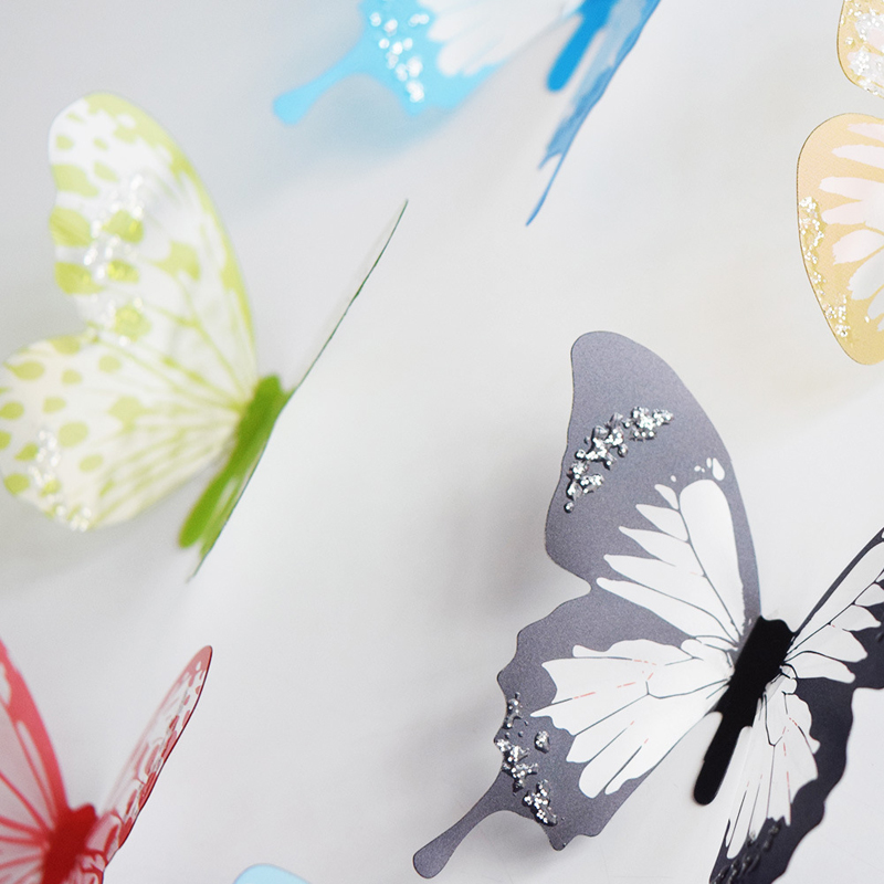 

18 pcs/lot 3D Crystal Butterfly Wall Sticker Beautiful Butterflies Art Decals Home decor Stickers wedding decoration On the Wall