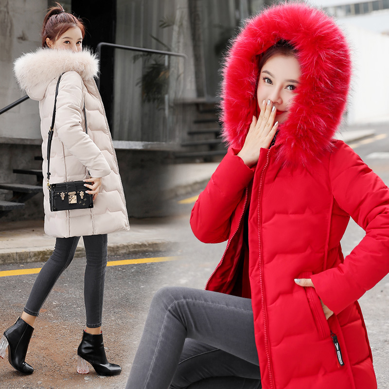 

Wholesale winter new cotton women's casual long section loose hooded down cotton coat, Navy blue