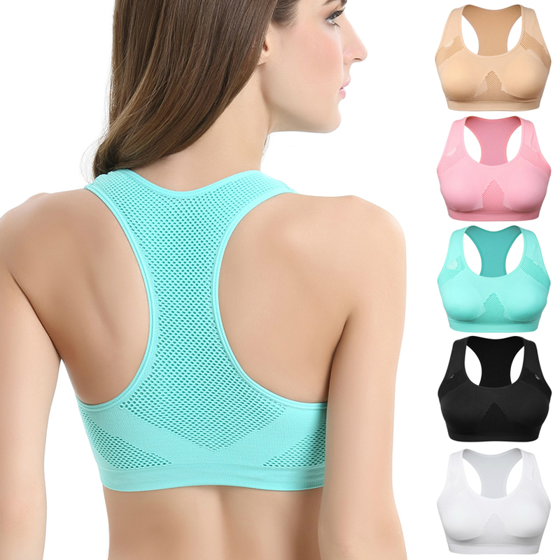 

Women Breathable Sports Bra Absorb Sweat Shockproof Padded Sports Bra Top Athletic Gym Running Fitness Yoga Sportswear Tops, Black
