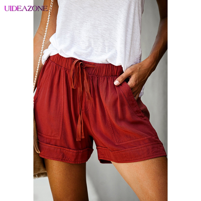 

Solid Women Summer Elastic Waist Shorts Casual Loose Fashion Highstreet Drawstring Female Spring Plus Size 5XL Pocket, Xb00126lbu