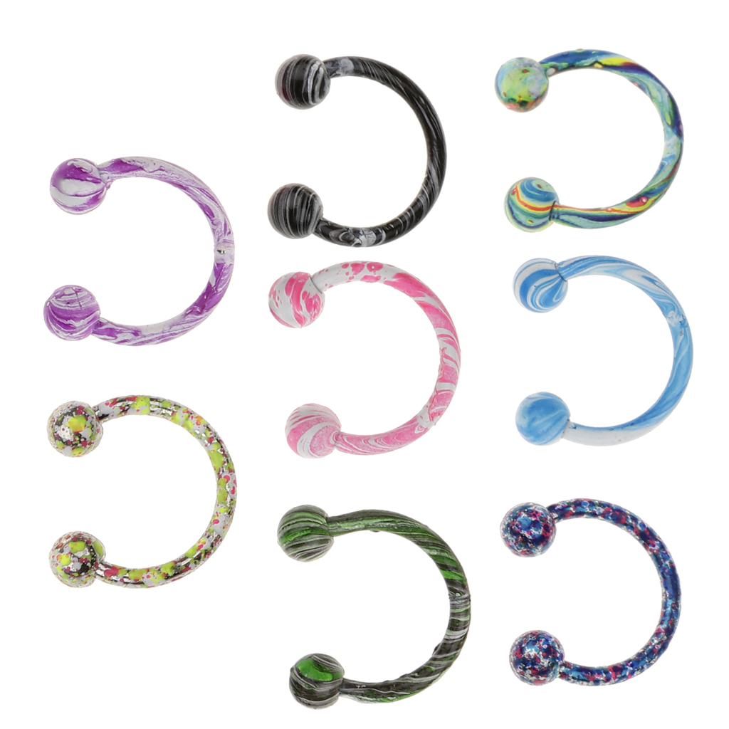 

8 Pieces Stainless Steel Hoop Lip Nose, Slivery;golden