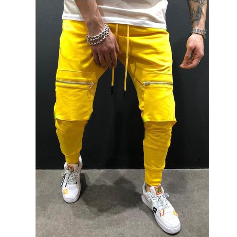 

Men's Multi-Bag Elastic Waist Design Harem Pants Men Streetwear Punk Hip Hop Casual Pants Jogger Male Dancing Hos, Black