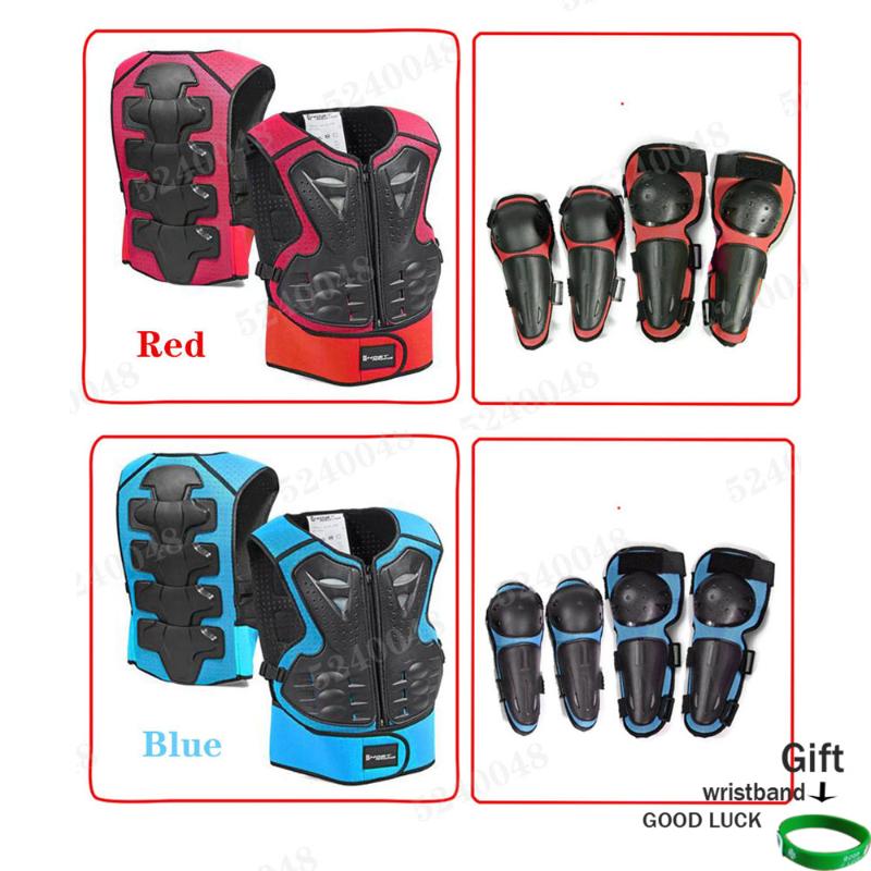 

With Gift For Height 0.8-1.7M Child Kids Motorcycle Body armor Vest Mountain Bike Off road suits Chest Spine Knee Elbow Guard