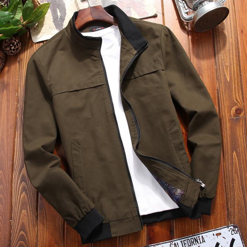 

2020 New Men's Cotton Fall Thin Leisure Collar Jacket Adolescents Wild Handsome Trend Jacket, Black