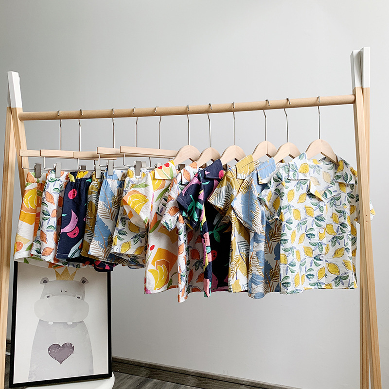 

2020 Summer New Arrival Boys and Girls Fashion Fruit Suit Top+short Kids Korean Design Suit, Yellow lemon