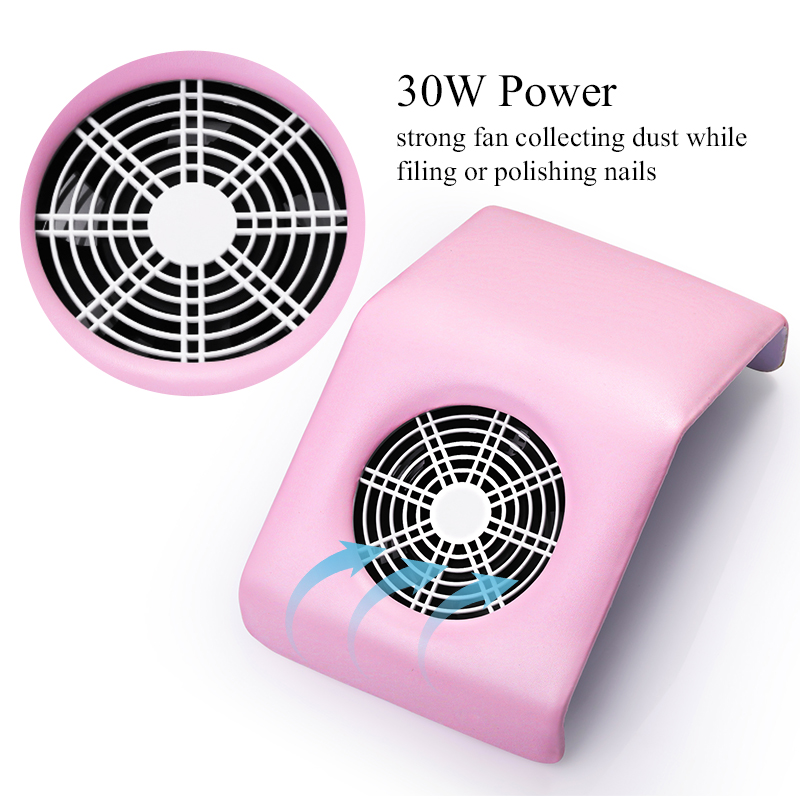 

4030W Nail Dust Collector with Fan Pink White Electric Drill Machine Cleaning Art Tools