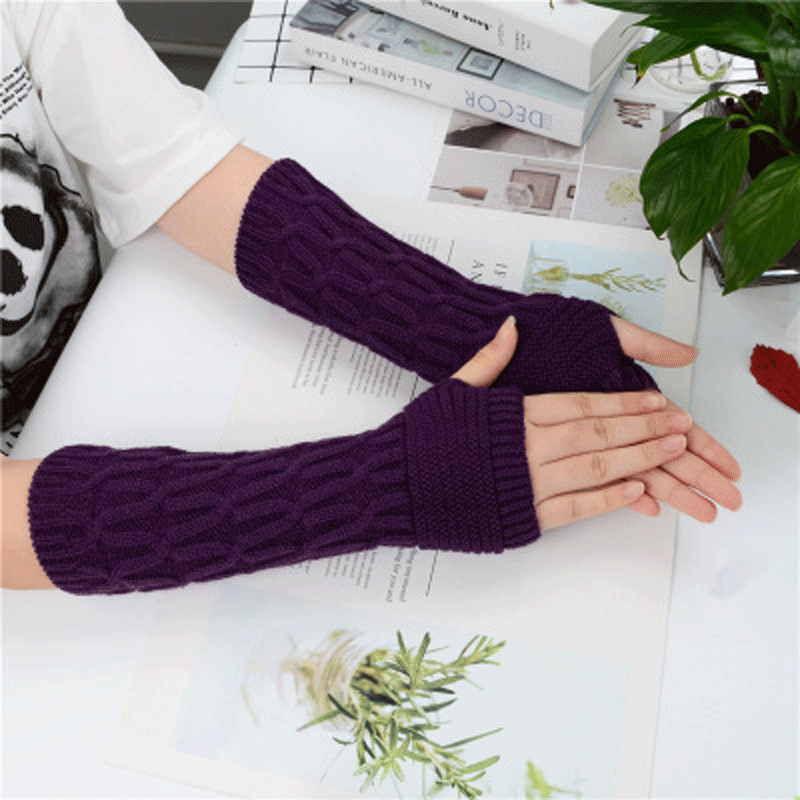 Calentadores de Brazoinvierno Mujeres Mangas Cortas C/álidas Calentadores de Brazo Guantes de Invierno sin Dedos Calentador de Punto de Mu/ñeca con Agujero de Pulgar