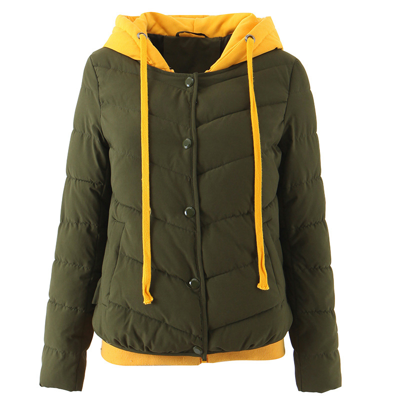 

2019 New Ladies Fashion Hooded Winter Coat Women Outerwear Short Wadded Jacket Female Padded Parka Women' Cotton Overcoat, Green