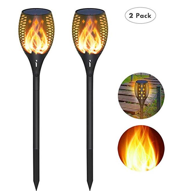 4 X LED Solare FIAMMA torcia luce impermeabile lo sfarfallio fiamma Paesaggio Prato Luce