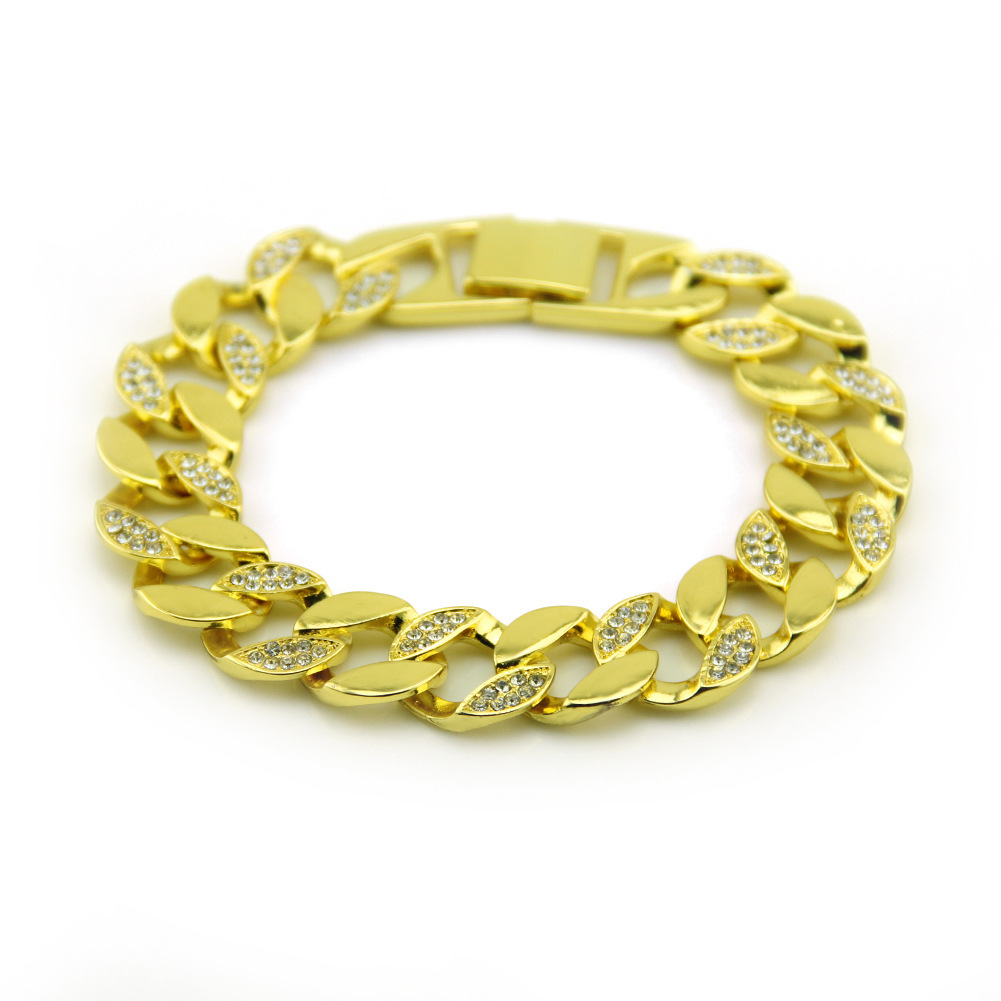 

Accessories Hip-hop Man Diamond Cuba Bracelet Hiphop Golden Bracelet