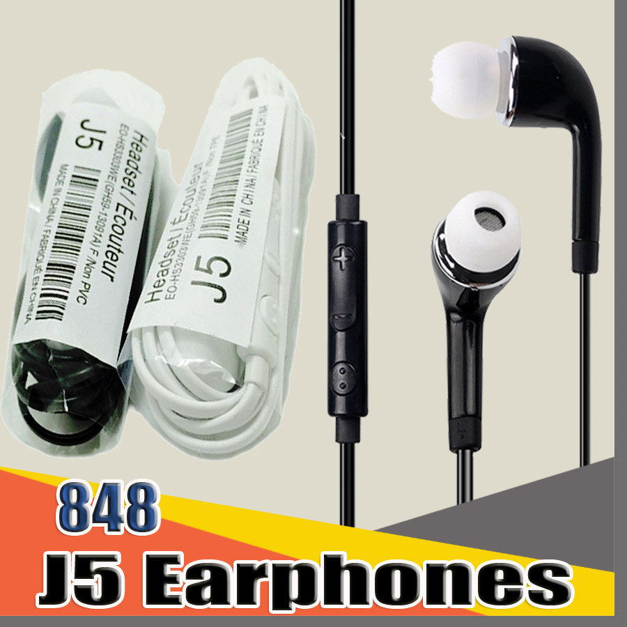 

848D J5 3.5mm In-ear earphone With Mic Volume Control For HTC Android Samsung Galaxy S4 S5 S6 S7 S8 Note 5 xiaomi Phones F-EM, Black