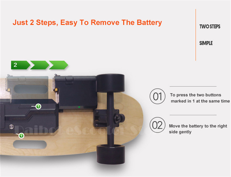 Daibot Portable Electric Scooter 4 Wheel Electric Scooters Removable Battery Dual Hub Motor Wheel Longboard Electric Skateboard (24)