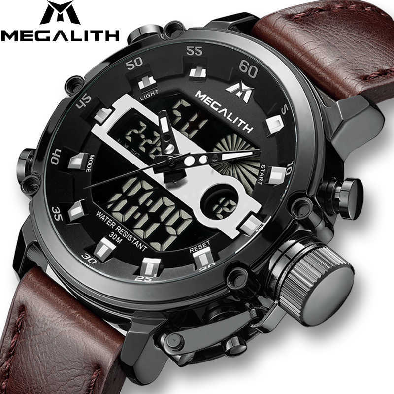 

MEGALITH Fashion Men's Sport Quartz Watch Men Multifunction Waterproof Luminous Wristwatch Men Dual Dispay Clock Horloges Mannen LY191206, Newlonblack
