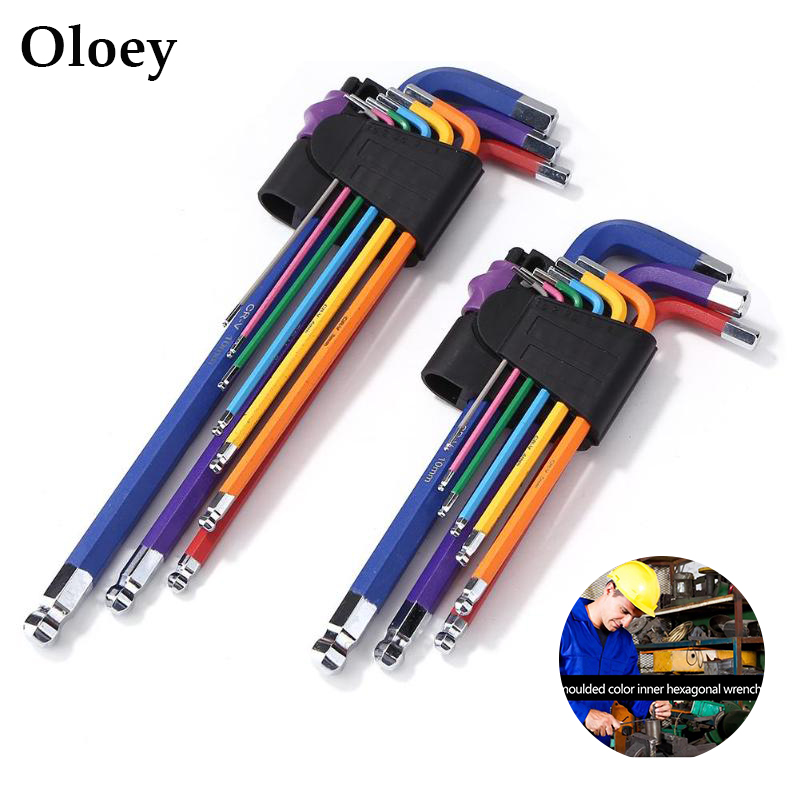 

9pcs 1.5mm-10mm Color Ball-End Hexagon Hex Allen Key L Wrench Set Cycling Repair Tool Kit spanner Suit repair bicycle Hand tool