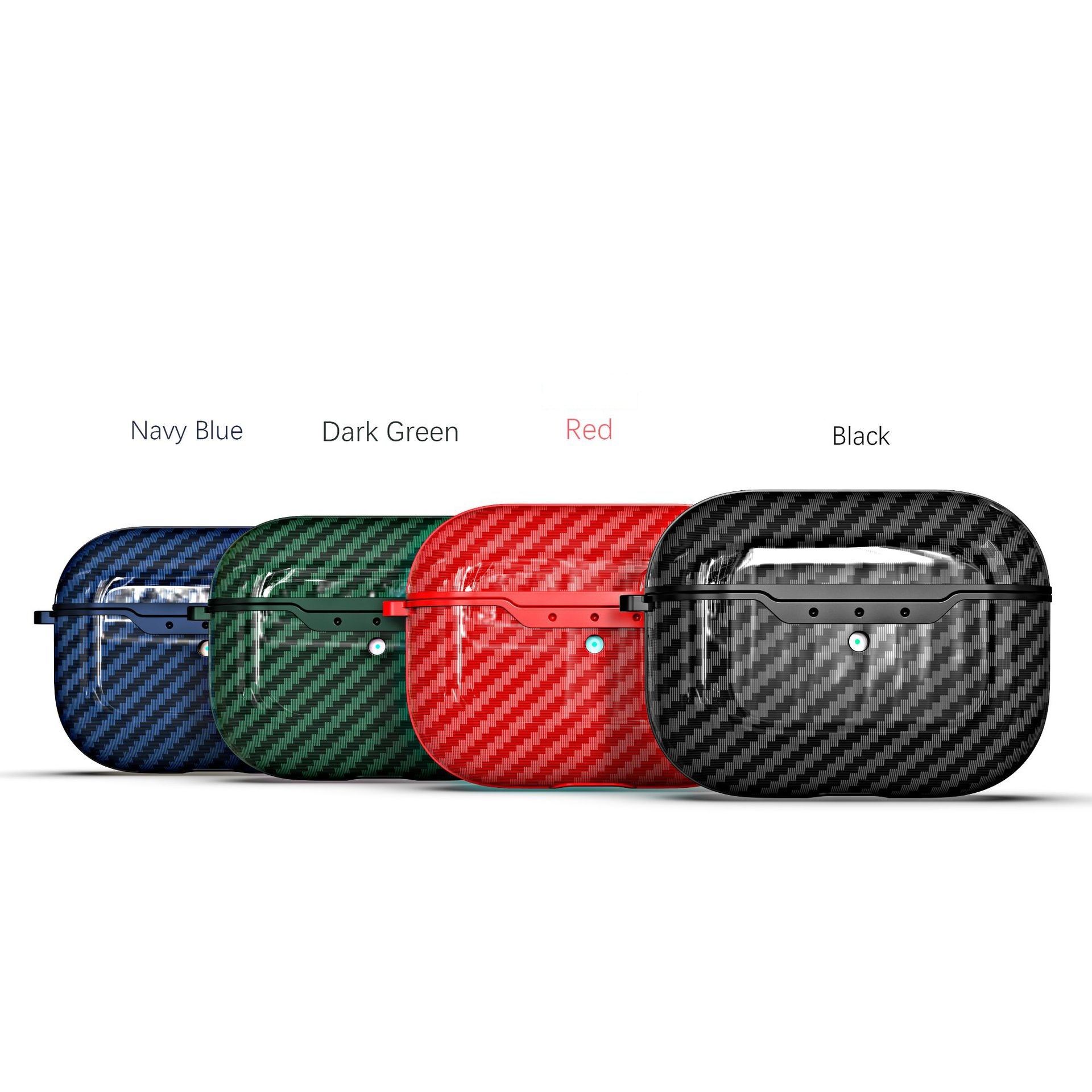 

Carbon Fiber Case For Airpods Pro Protector Case Anti-lost Earbuds Case with Hook for Airpods 3 Earphones TPU Full Cover