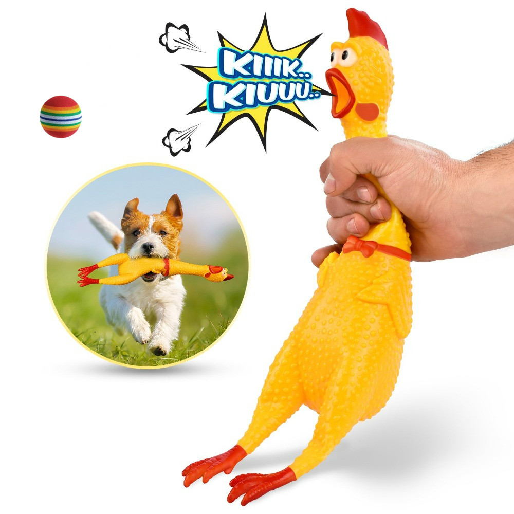 

Pets Dog Toys Screaming Chicken Squeeze Sound Toy for Dogs Super Durable Funny Squeaky Yellow Rubber Chicken Dog Chew Toy