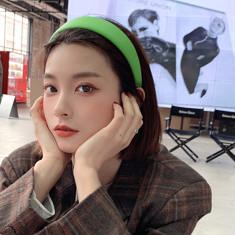 

Korean New Solid Color Headband PU Leather Hairbands Women Simple Hair Accessories Hair Bezel Girls Fashion Wild Wide Head Hoop
