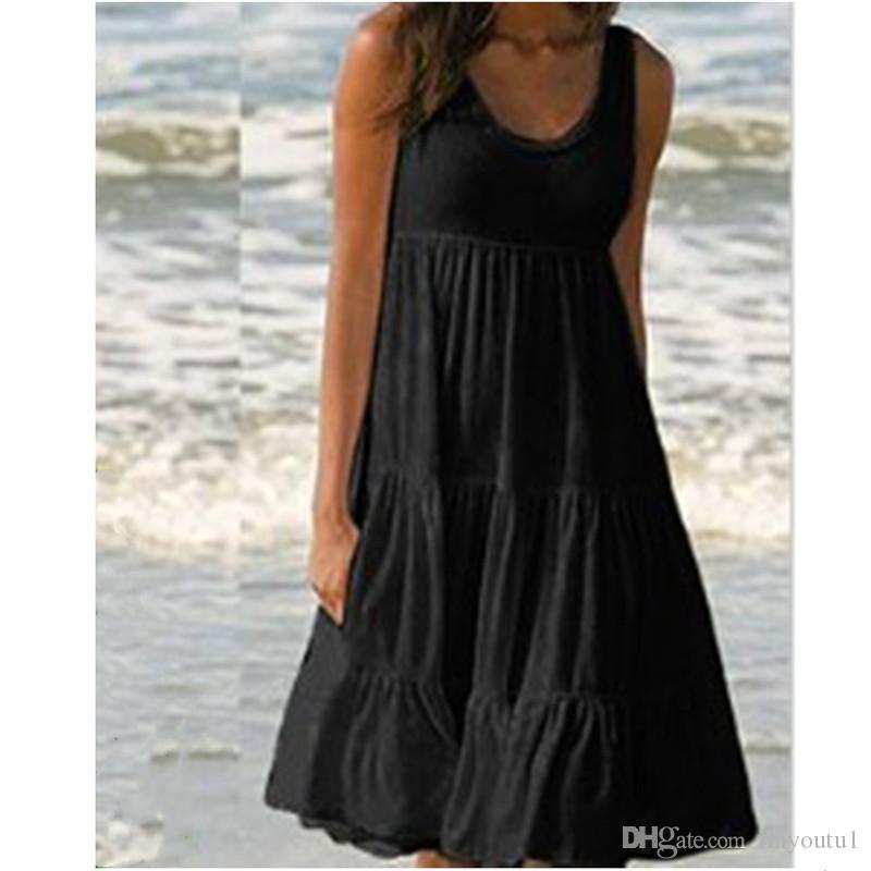 

2020 Women Spaghetti Strap Summer Dress Sexy o Neck Stitching Suspenders Big Swing Party Dress Black White Casual Beach Dress, 3#