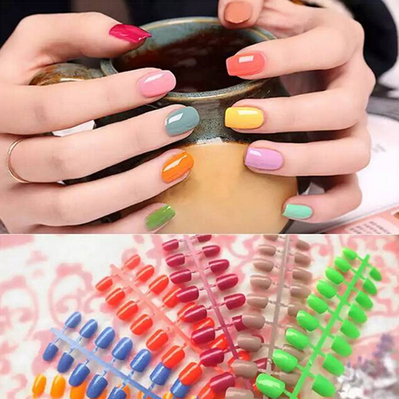 

24pcs 31 Color Short False Nails Full Cover Fake Nails ABS Artificial Tips Nail Art Decorations Women Made Up New, 13
