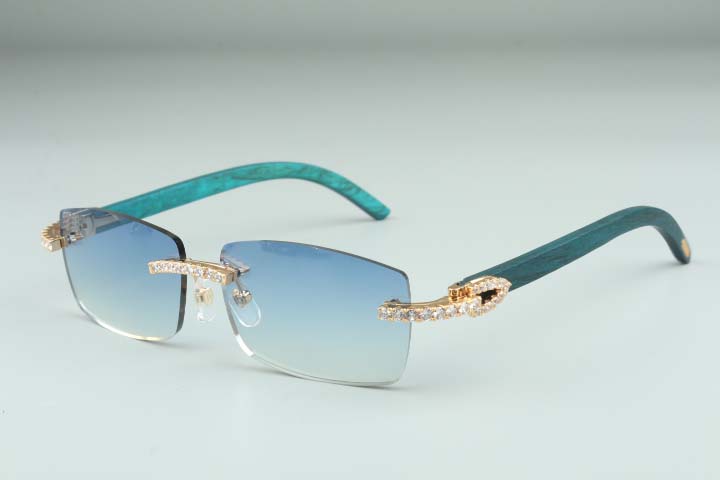 

endless diamond sunglasses frames 3524012 with teal wood sticks and 56mm lens
