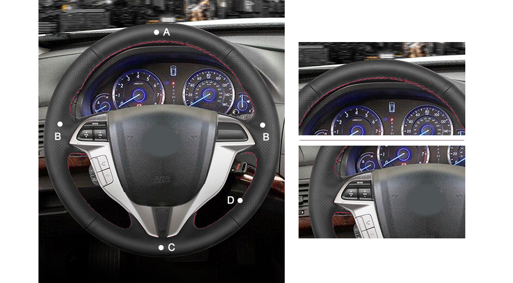 Black Artificial Leather Car Steering Wheel Cover For Honda Accord 8 Coupe 2008 Shaggy Steering Wheel Cover Shaggy Steering Wheel Covers From