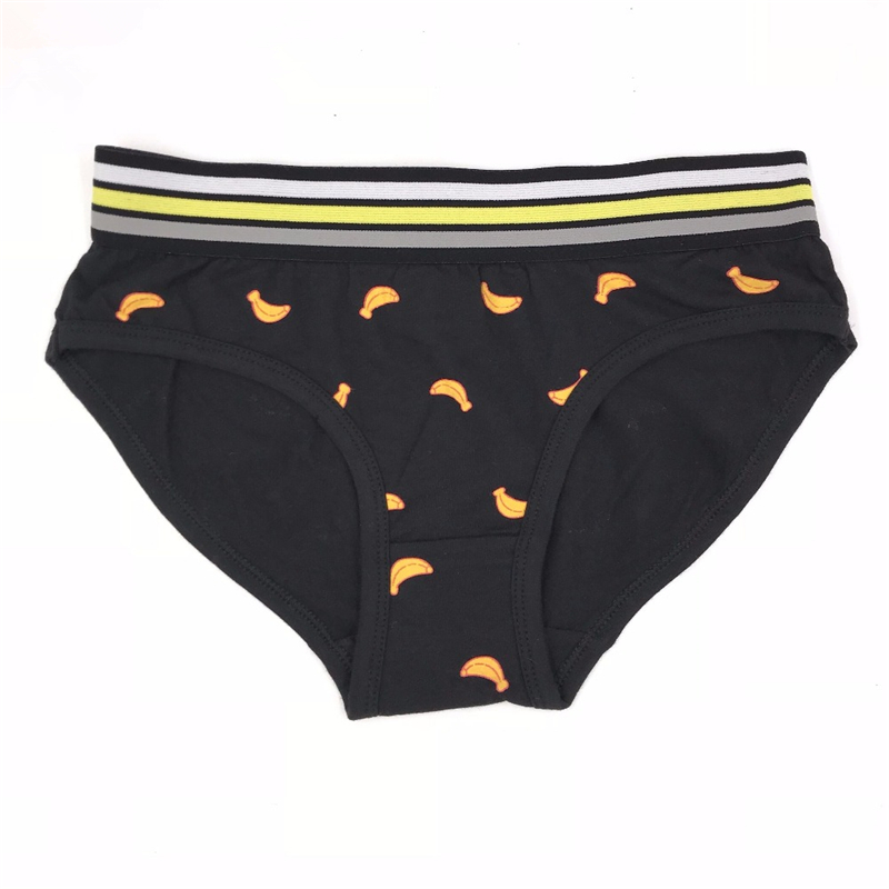 

New Women Briefs Underwear Neutral Boyshort Cotton Panties Soft Cute Bananas Knickers -2XL A19035-3, Black