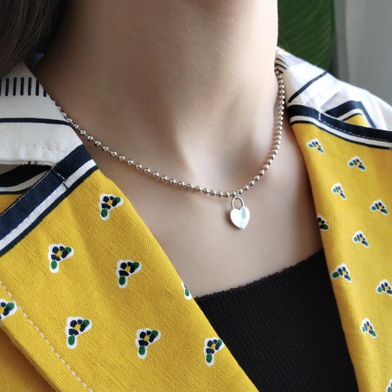 

Pendant Necklaces 925 Sterling Silver Necklace Short Neck Chain Jewelry Handmade Lovely Bead Choker