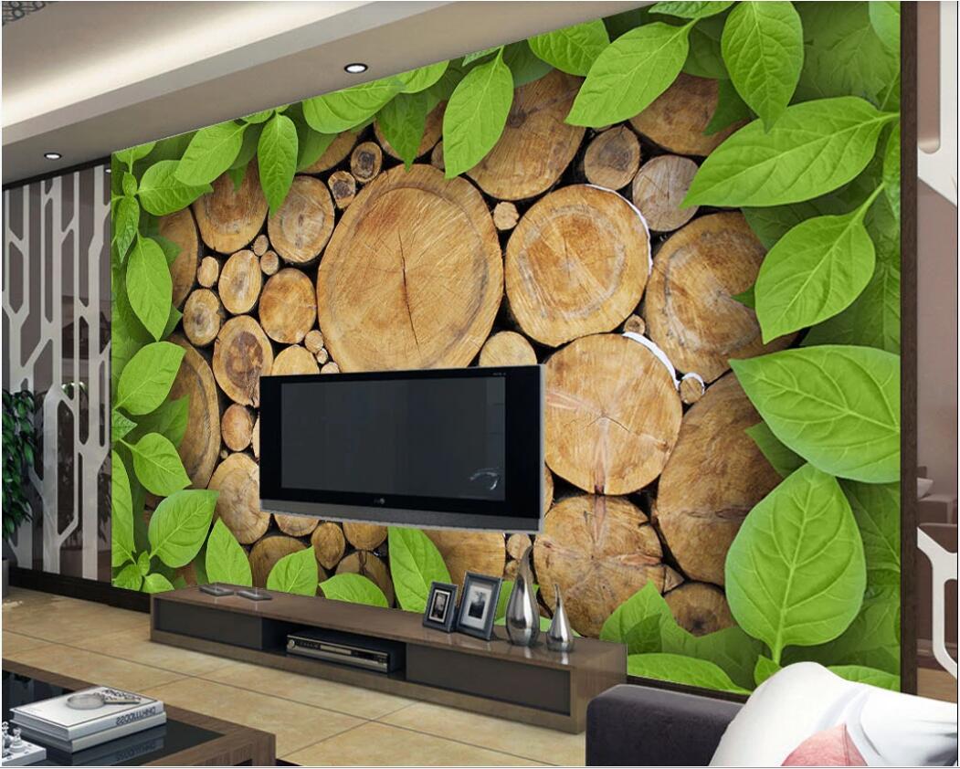 

3d room wallpaper custom photo mural Original HD green leaf annual ring background wall painting art canvas pictures, Non-woven fabric