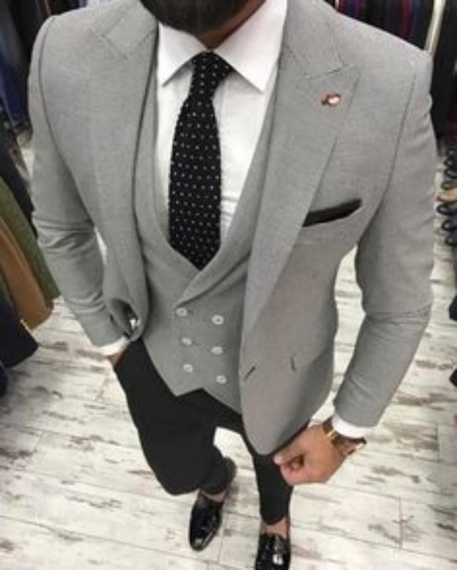 

2020 Grey Men's Suit 3 pieces Slim Fit Wedding Suits Custom Plus Men Groom Tuxedo Slim Fit Mens Suits Jacket Vest Pants Set, Black