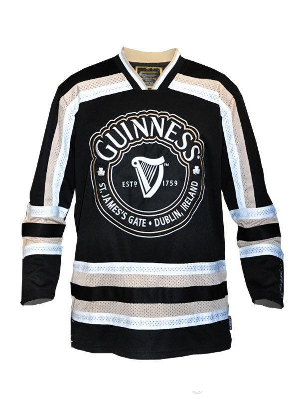 

custom jersey 5XL 6XL Vintage Ireland Guinness Black 17 Hockey Jersey Embroidery Stitched Customize any number and name Jerseys., Black;red