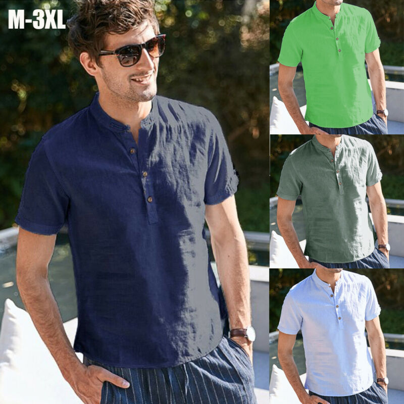 camisa de linho masculina praia
