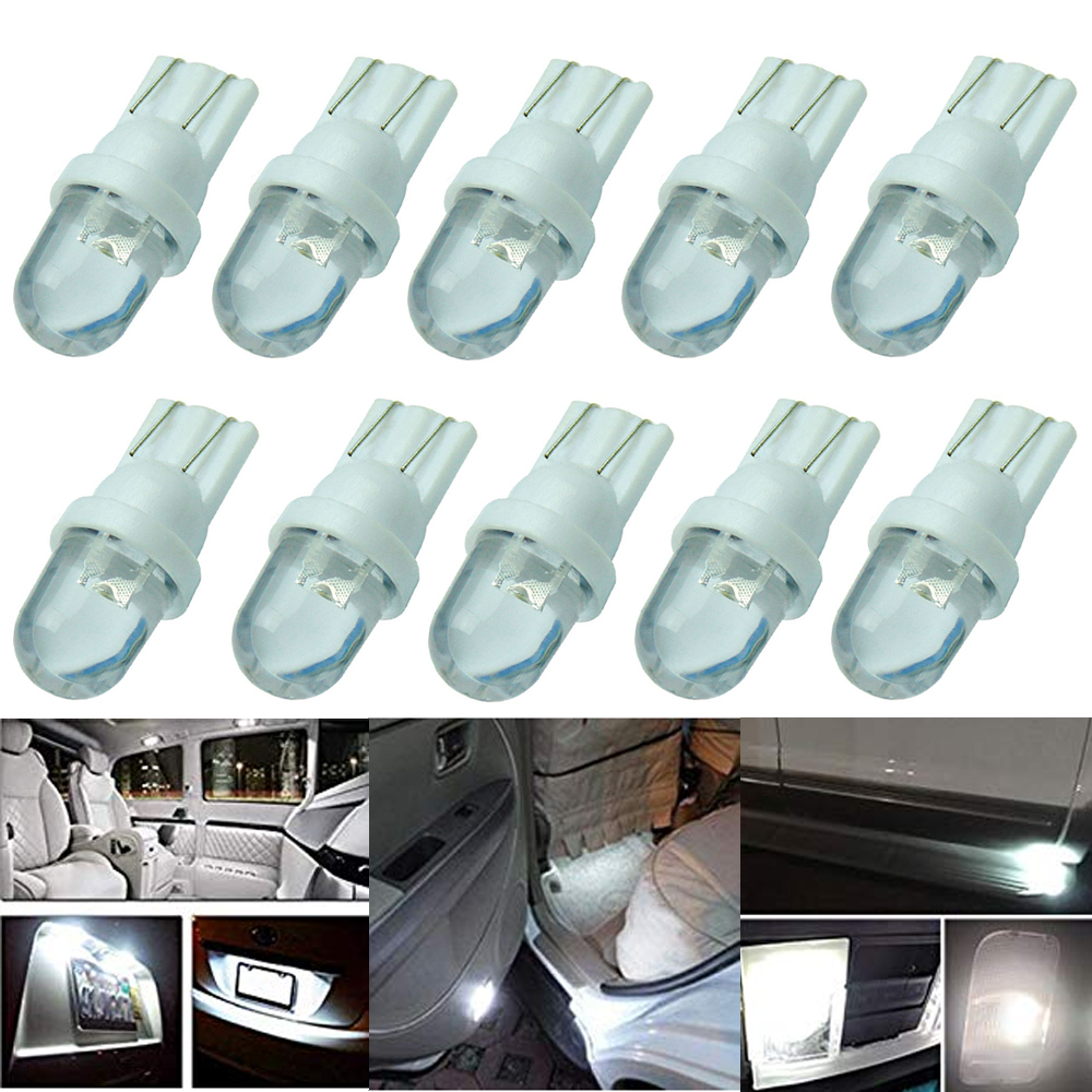 

CJXMX 10Pcs T10 W5W LED Bulb 168 194 Car Wedge Lights Interior Dome Reading Lamp License Plate Light Clearance Lamp 12V 6000K, As pic