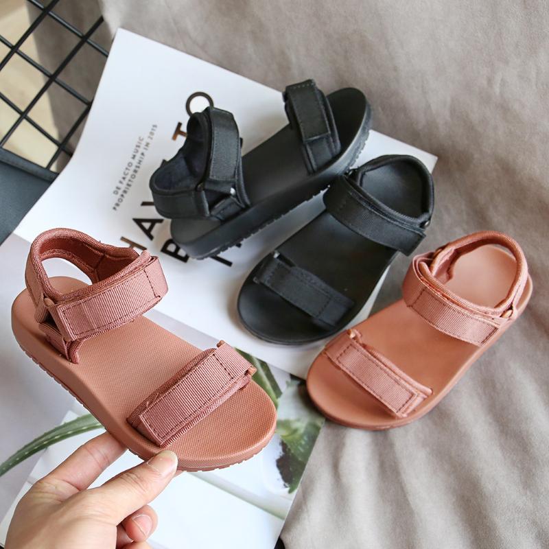 

Unisex Toddler Hook & Loop baby sandal Infant Kids Baby Girls Boys Solid Colors Beach Shoes Open toe Sandals sandali neonata, Black