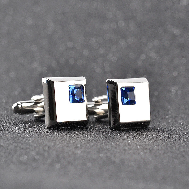 

Blue Crystal Square Cufflink Cuff Links Collar Pins for women men Dress suit alloy Cufflinks Best Friend Christmas gift DROP SHIP