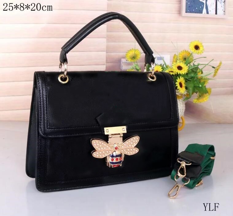 

2021 Luxury Handbags Purses Bee Zipper Handbag Casual Shoulder Bag Fashion Designer Bags, Black