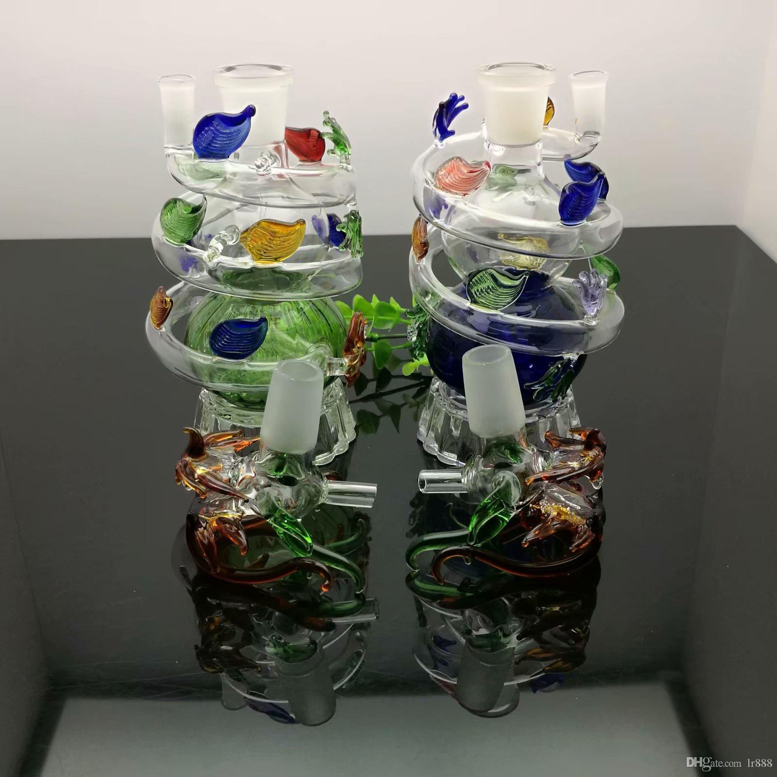 

Coloured super-large Panlong glass cigarette kettle Wholesale Glass Water Pipes Tobacco Accessories Glass Ash Catcher