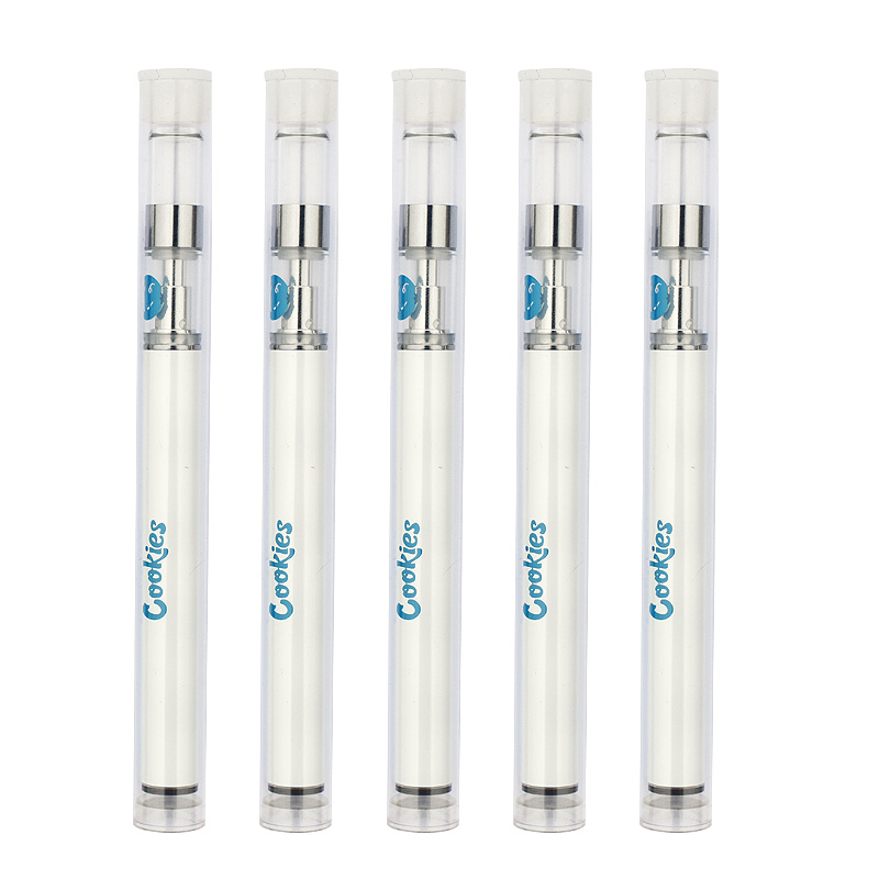 

Cookies Disposable Vape Pen Starter Kit With 350mAh Battery 0.5ml Glass Tank Ceramic Coil Thick Oil Cartridges Smart Carts Vaporizer, White