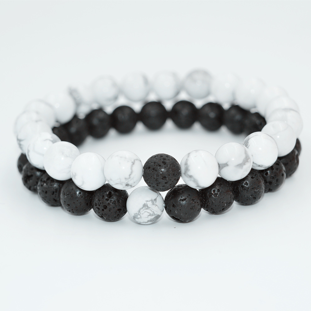 

Newest Natural Stone elasticity chains Couple bracelets For women and Men Lava Rock Healing Energy Meditation Mala beads Bangle DIY Jewelry