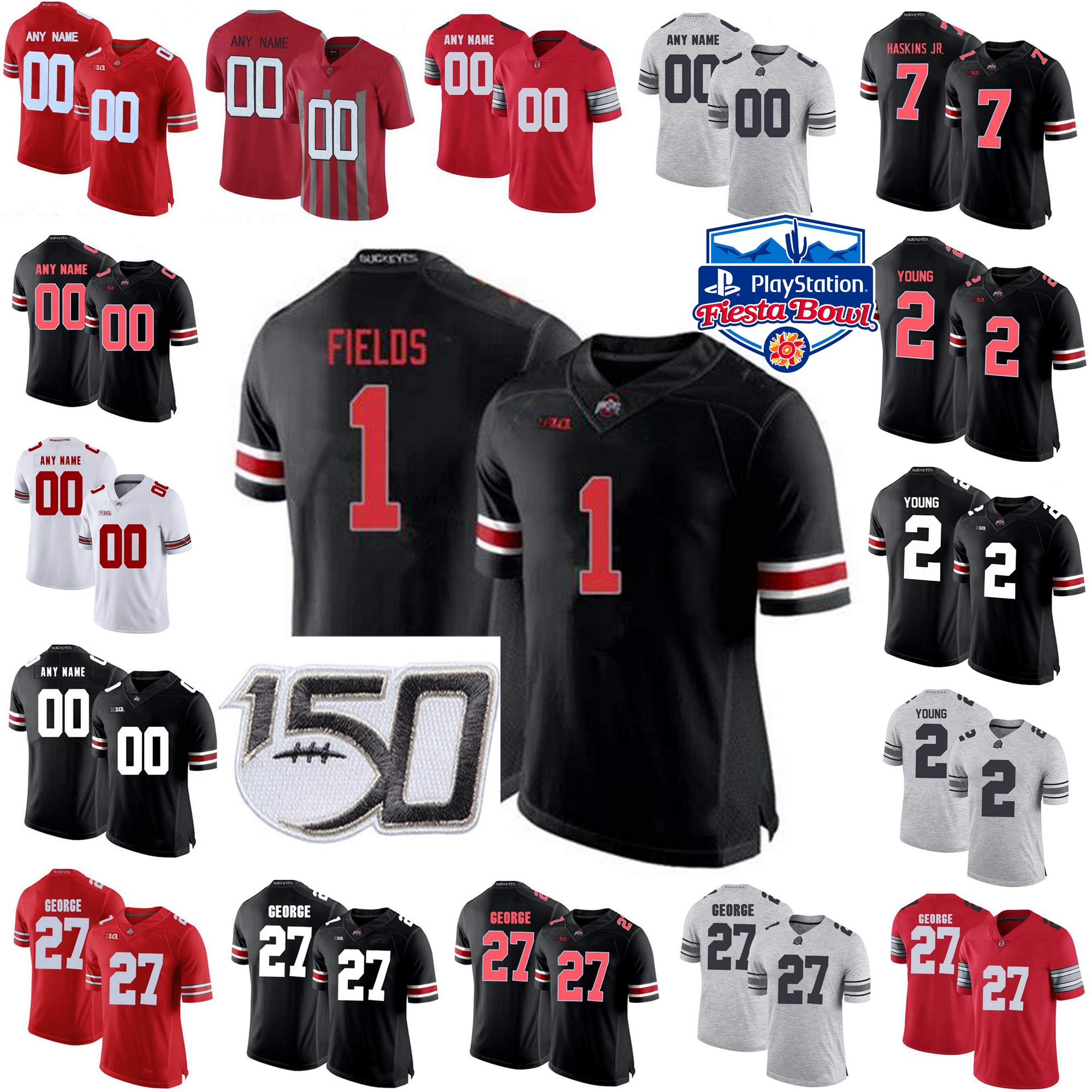 

Ohio State Buckeyes College Football Jerseys Kids Youth Justin Fields Jersey Chase Young Haskins Jr Elliott Eddie George Custom Stitched, Youth grey