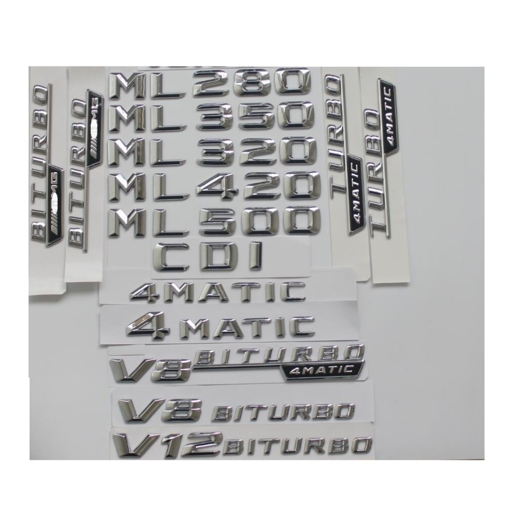

Chrome Trunk Letters Badge Emblem Emblems ML55 ML63 AMG ML300 ML320 ML350 ML400 ML500 4MATIC CDI W166 W164