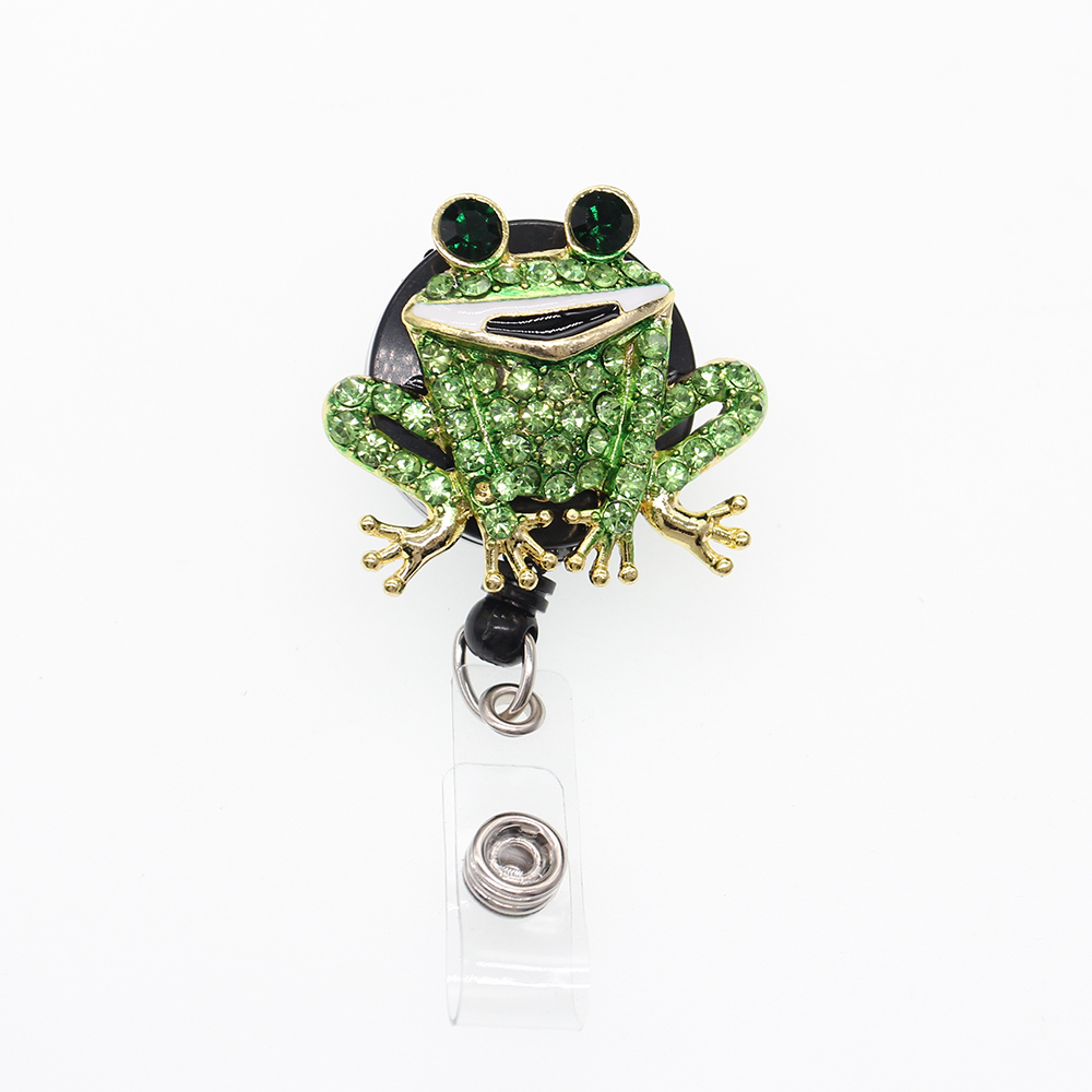 10pcs/lot Sparkly Key Rings Rhinestone Nurse Medical Doctor Animal Frog Shape Retractable Badge Holder Clip Name Badge Reel For Student Staff Tea-image-454368230