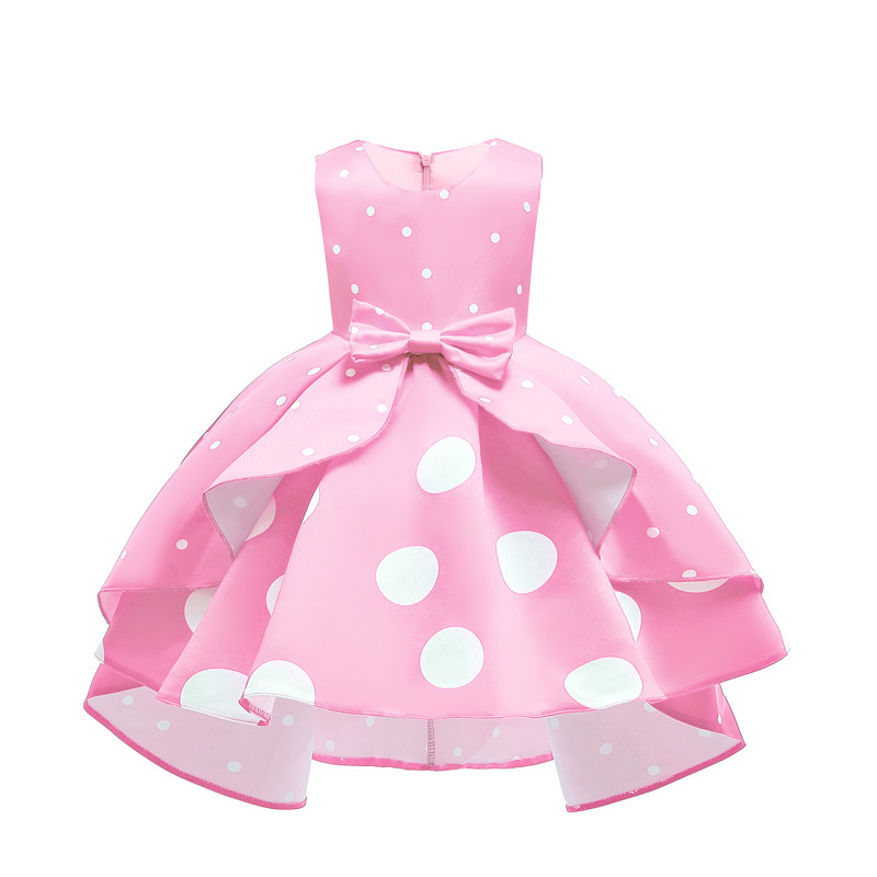 

Baby Girls Dot Puffy Princess Dress for Party with blow In six Color for2-12 Years Old, Red
