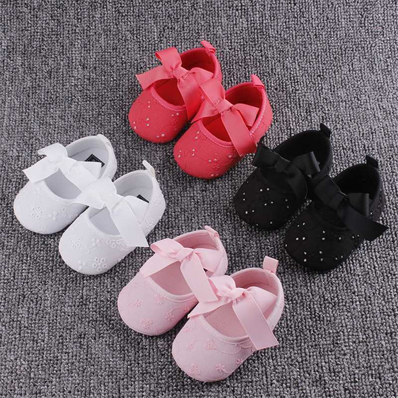 

18Months Flower decor Shoes for New born infant baby girls Summer Bow -Knot Crib First Walkers, Pink