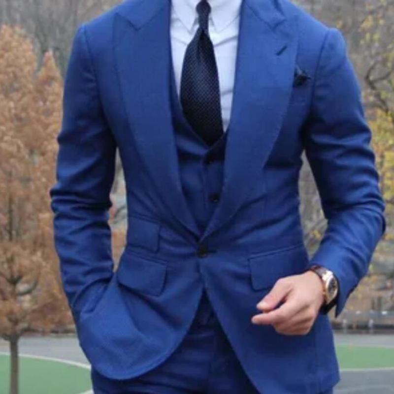 

XZ56 New Customize Slim Fit Groom Tuxedos Groomsmen Man Suit 2020 Light Wine Red Side Vent Wedding Best Man Suit Men's Suits, Blue
