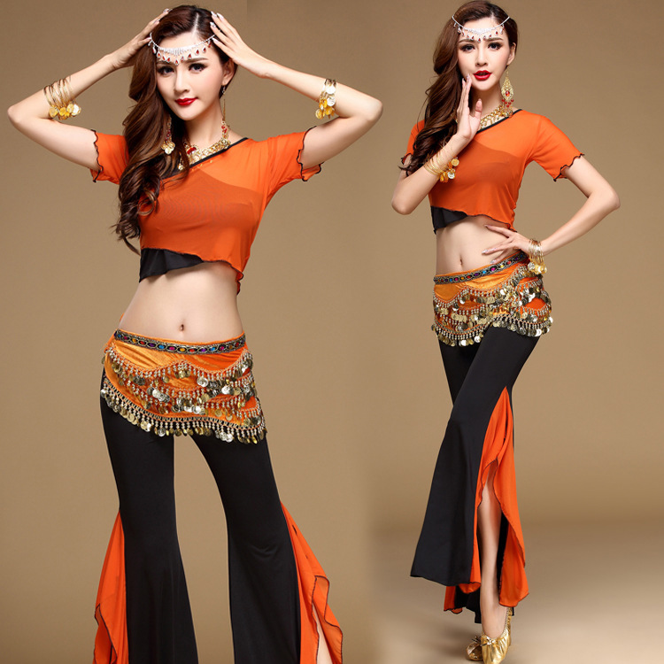 

Belly dance clothes women training practice suit belly dance costume costumes performance uniforms top trousers set, See chart