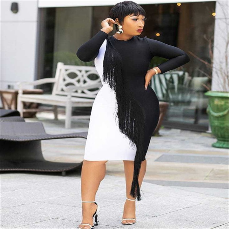 fringed stitching casual dress