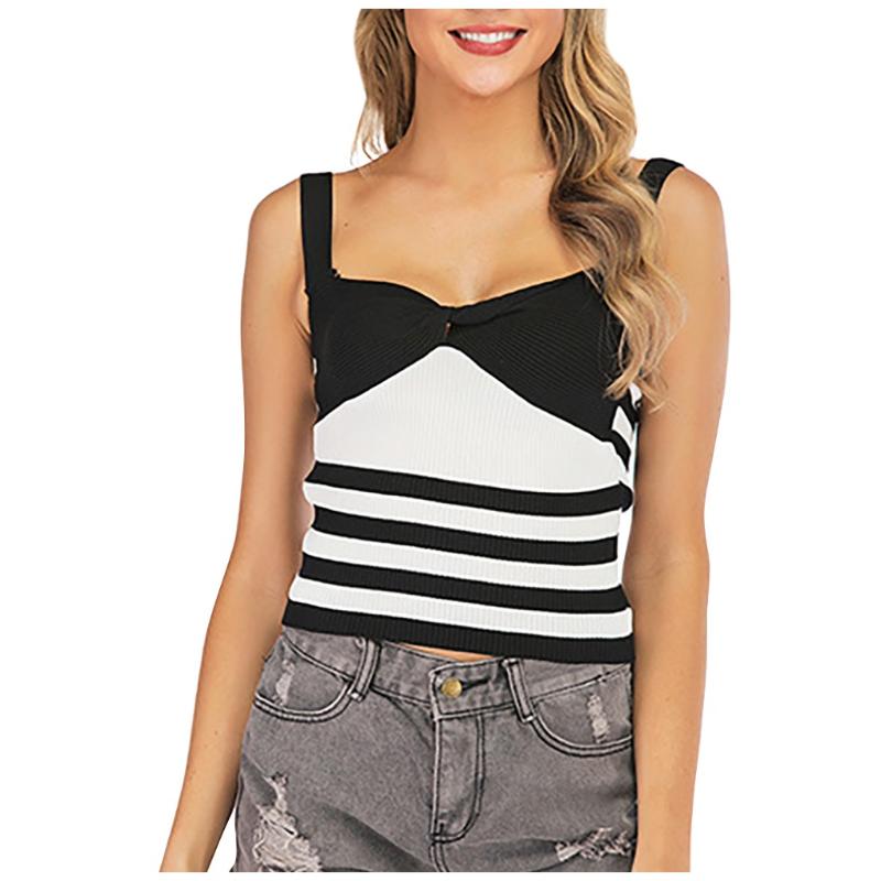 

Fashion Tank Womens Casual high quality Loose Striped Colorblock V-Neck Slim Camisole Personality 2020 comfortable sexy, Gray