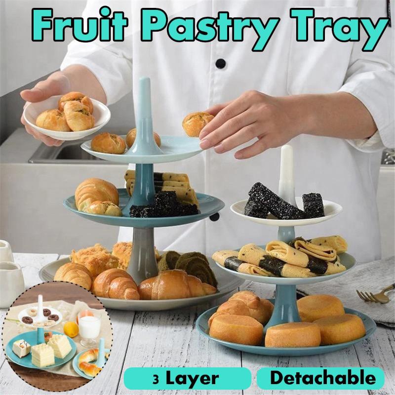 

3 Tier Plastic Cake Stand Afternoon Wedding Plates Party Tableware Bakeware Cake Shop Three Layer Rack Storage Tray